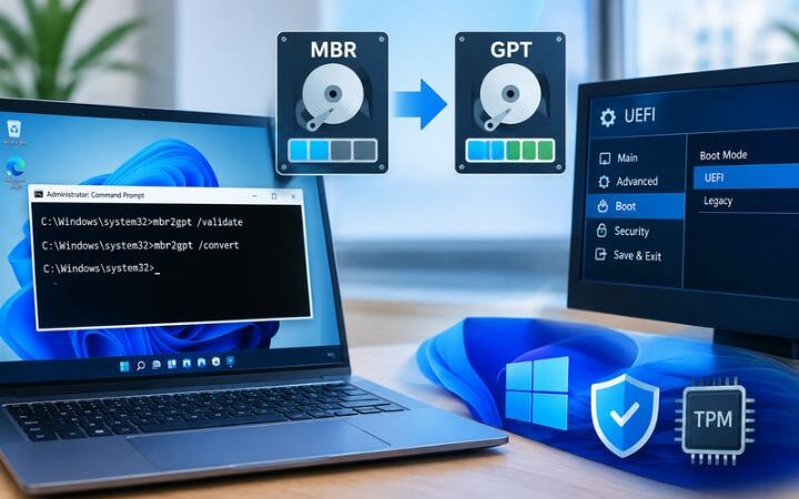Converting MBR to GPT for UEFI on Windows 10 for Windows 11